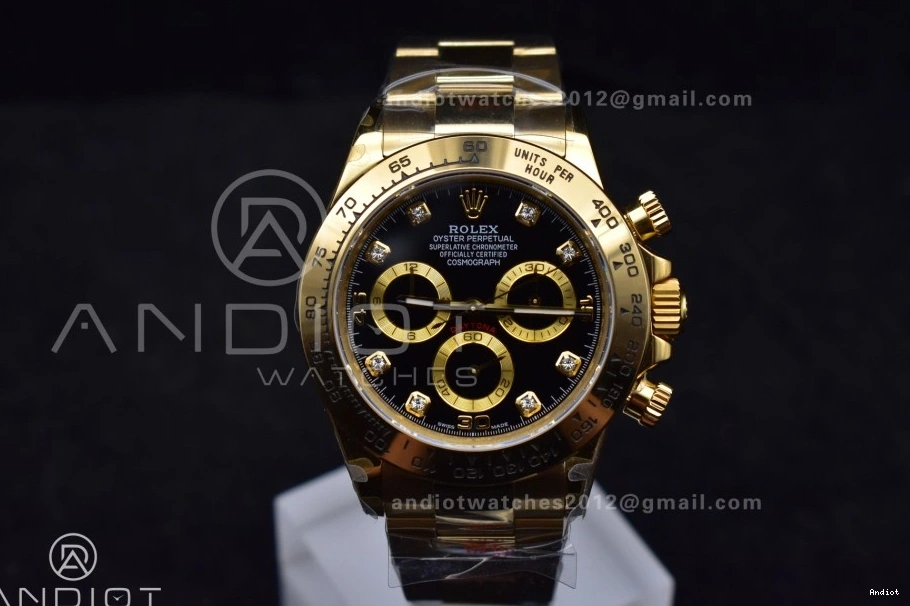 Bracelet 116508 Dial QF V2 1:1 Edition YG Black Best Daytona SH4130 Diamonds on 0413
